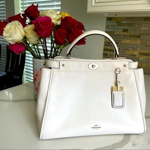Coach White Leather Crossbody Satchel Bag